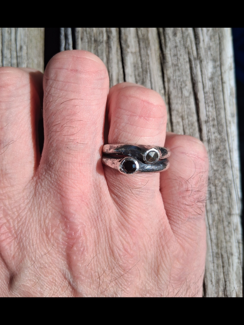Sterling Silver,Pyrite, Onyx Ring